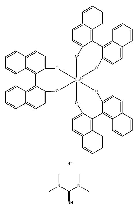 Tris[N,N,N,N-tetramethylguanidinium][tris(1S)-(1,1-binaphalene)-2,2-diolato]lanthanate La-HTMG-B Struktur