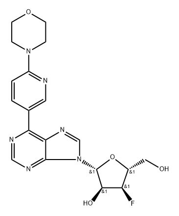 9-(3-Deoxy-3-fluoro-β-D-ribofuranosyl)-6-[6-(4-morpholinyl)pyridin-3-yl]purine Struktur