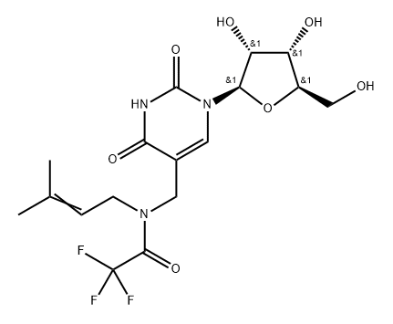 5-(N-Isopentenyl-N-trifluoroacetyl) aminomethyluridine Struktur