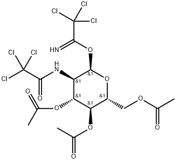 α-D-Glucopyranose, 2-deoxy-2-[(2,2,2-trichloroacetyl)amino]-, 3,4,6-triacetate 1-(2,2,2-trichloroethanimidate) Struktur