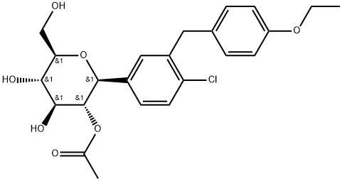 D-Glucitol, 1,5-anhydro-1-C-[4-chloro-3-[(4-ethoxyphenyl)methyl]phenyl]-, 2-acetate, (1S)- Struktur