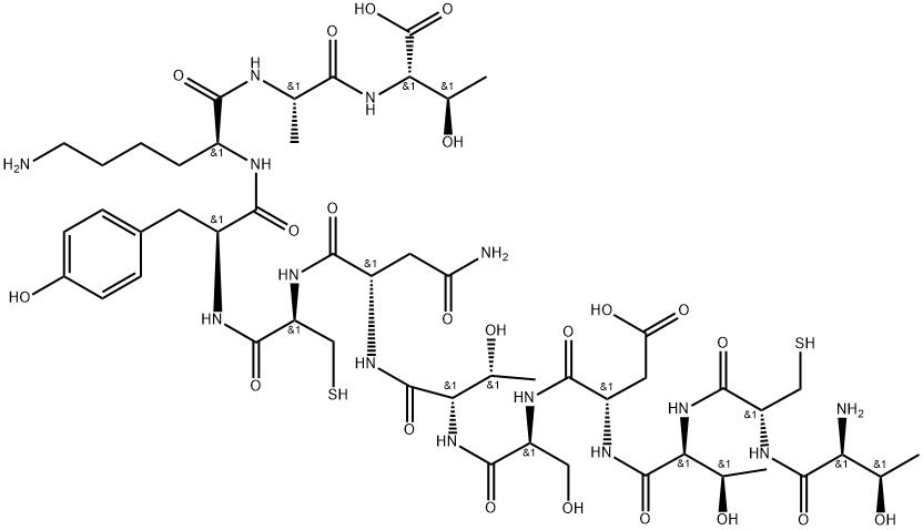 L-Threonine, L-threonyl-L-cysteinyl-L-threonyl-L-α-aspartyl-L-seryl-L-threonyl-L-asparaginyl-L-cysteinyl-L-tyrosyl-L-lysyl-L-alanyl- Struktur