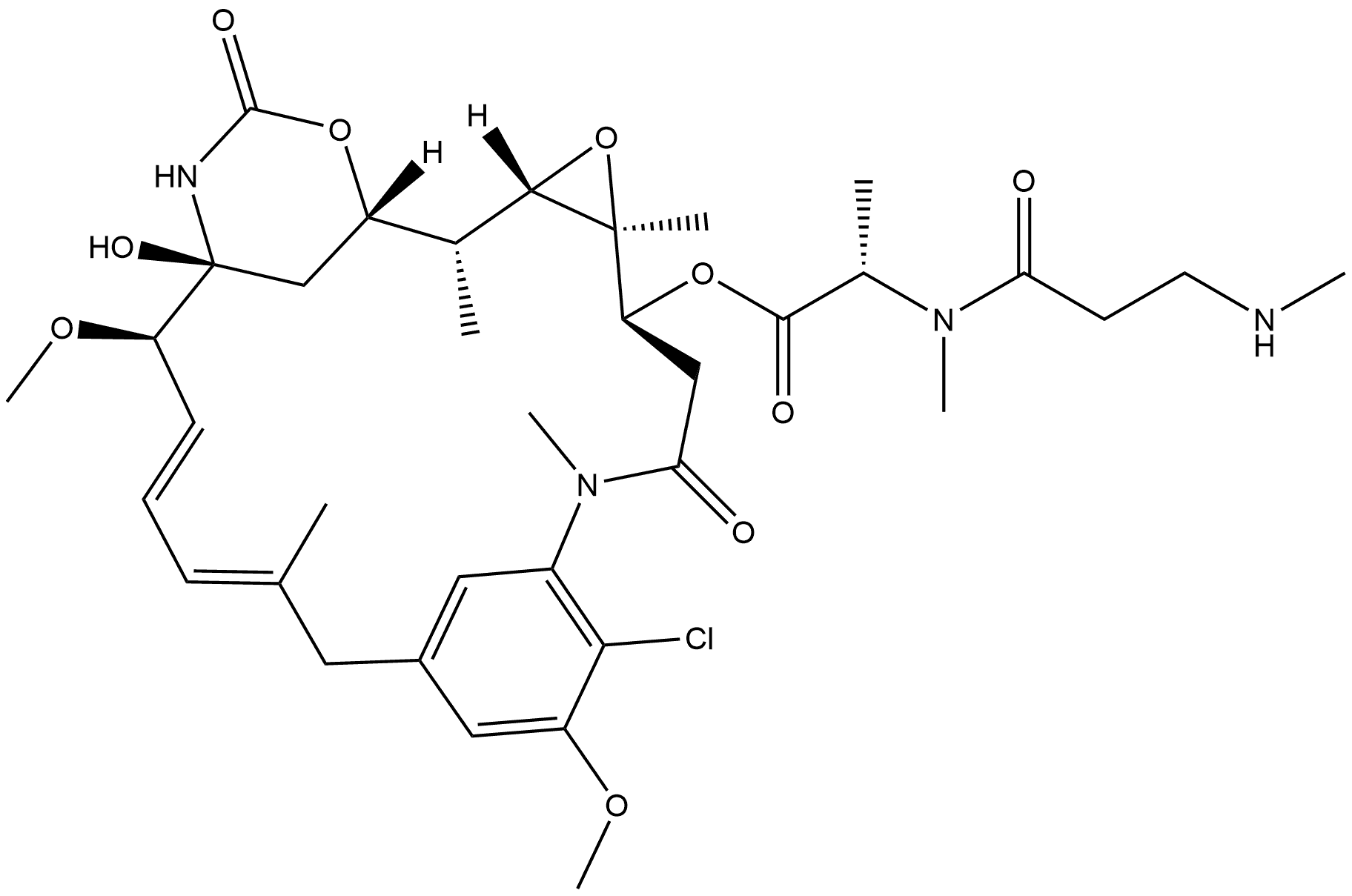 Maytansine, N2'-deacetyl-N2'-[3-(methylamino)-1-oxopropyl]- Struktur