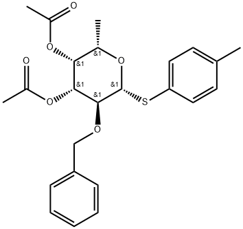 4-Methylphenyl 6-deoxy-2-O-(phenylmethyl)-1-thio-beta-L-galactopyranoside 3,4-diacetate Struktur