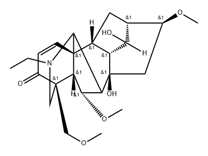 Aconitan-3-one, 1,2-didehydro-20-ethyl-8,14-dihydroxy-6,16-dimethoxy-4-(methoxymethyl)-, (6α,14α,16β)- Struktur