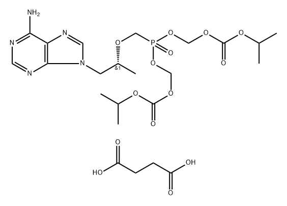 2,4,6,8-Tetraoxa-5-phosphanonanedioic acid, 5-[[(1R)-2-(6-amino-9H-purin-9-yl)-1-methylethoxy]methyl]-, 1,9-bis(1-methylethyl) ester, 5-oxide, butanedioate (1:1) Struktur