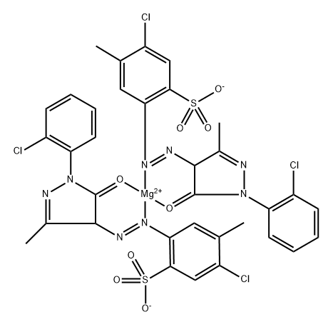 Magnesium, bis5-chloro-2-1-(2-chlorophenyl)-4,5-dihydro-3-methyl-5-(oxo-.kappa.O)-1H-pyrazol-4-ylazo-.kappa.N1-4-methylbenzenesulfonato-, (T-4)- Struktur