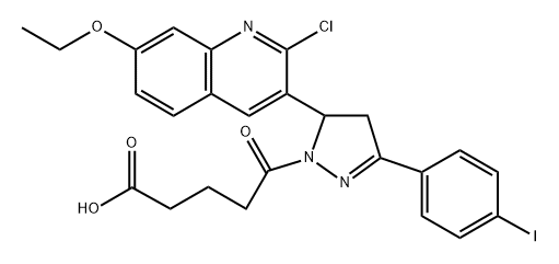 1H-Pyrazole-1-pentanoic acid, 5-(2-chloro-7-ethoxy-3-quinolinyl)-4,5-dihydro-3-(4-iodophenyl)-δ-oxo- Struktur