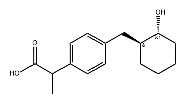 Benzeneacetic acid, 4-[[(1R,2S)-2-hydroxycyclohexyl]methyl]-α-methyl-, rel- Struktur