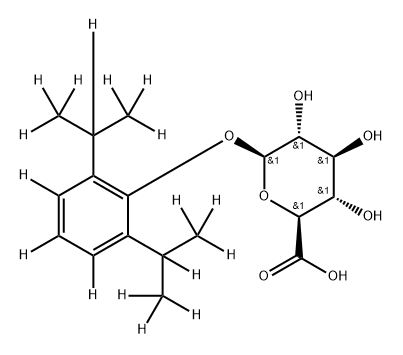 β-D-Glucopyranosiduronic acid, 2,6-bis[1-(methyl-d3)ethyl-1,2,2,2-d4]phenyl-3,4,5-d3 Struktur