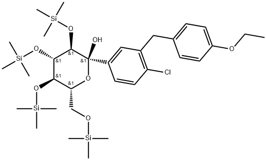 α-D-Glucopyranose, 1-C-[4-chloro-3-[(4-ethoxyphenyl)methyl]phenyl]-2,3,4,6-tetrakis-O-(trimethylsilyl)- Struktur