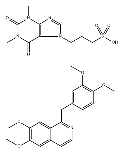 7H-Purine-7-propanesulfonic acid, 1,2,3,6-tetrahydro-1,3-dimethyl-2,6-dioxo-, compd. with 1-[(3,4-dimethoxyphenyl)methyl]-6,7-dimethoxyisoquinoline (1:1) Struktur