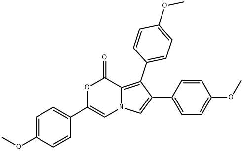 3,7,8-Tris(4-methoxyphenyl)-1H-pyrrolo[2,1-c][1,4]oxazin-1-one Struktur