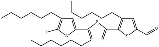 3,4',4''-trihexyl-5''-iodo-2,2':5',2''-terthiophene-5-carbaldehyde Struktur