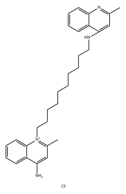 Quinolinium, 4-amino-2-methyl-1-[10-[(2-methyl-4-quinolinyl)amino]decyl]-, chloride (1:1) Struktur