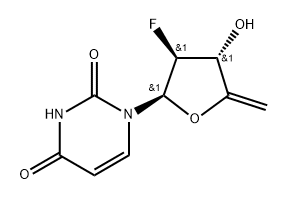 2,4(1H,3H)-Pyrimidinedione, 1-(2,5-dideoxy-2-fluoro-β-D-threo-pent-4-enofuranosyl)- Struktur