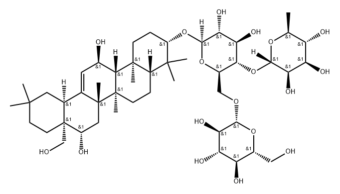 β-D-Glucopyranoside, (3β,11α,16β)-11,16,28-trihydroxyolean-12-en-3-yl O-6-deoxy-α-L-mannopyranosyl-(1→4)-O-[β-D-glucopyranosyl-(1→6)]- (9CI) Struktur