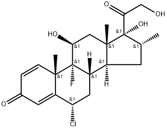 Pregna-1,4-diene-3,20-dione, 6-chloro-9-fluoro-11,17,21-trihydroxy-16-methyl-, (6α,11β,16α)- Struktur