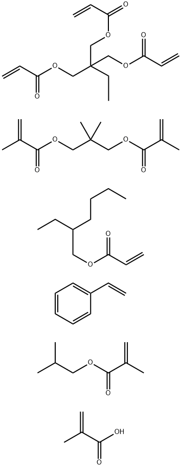 2-Methyl-2-propenoic acid polymer with 2,2-dimethyl-1,3-propanediyl bis(2-methyl-2-propenoate), ethenylbenzene, 2-ethylhexyl 2-propenoate, 2-ethyl-2-[[(1-oxo-2-propenyl)oxy]methyl]-1,3-propanediyl di-2-propenoate and 2-methylpropyl 2-methyl-2-propenoate Struktur