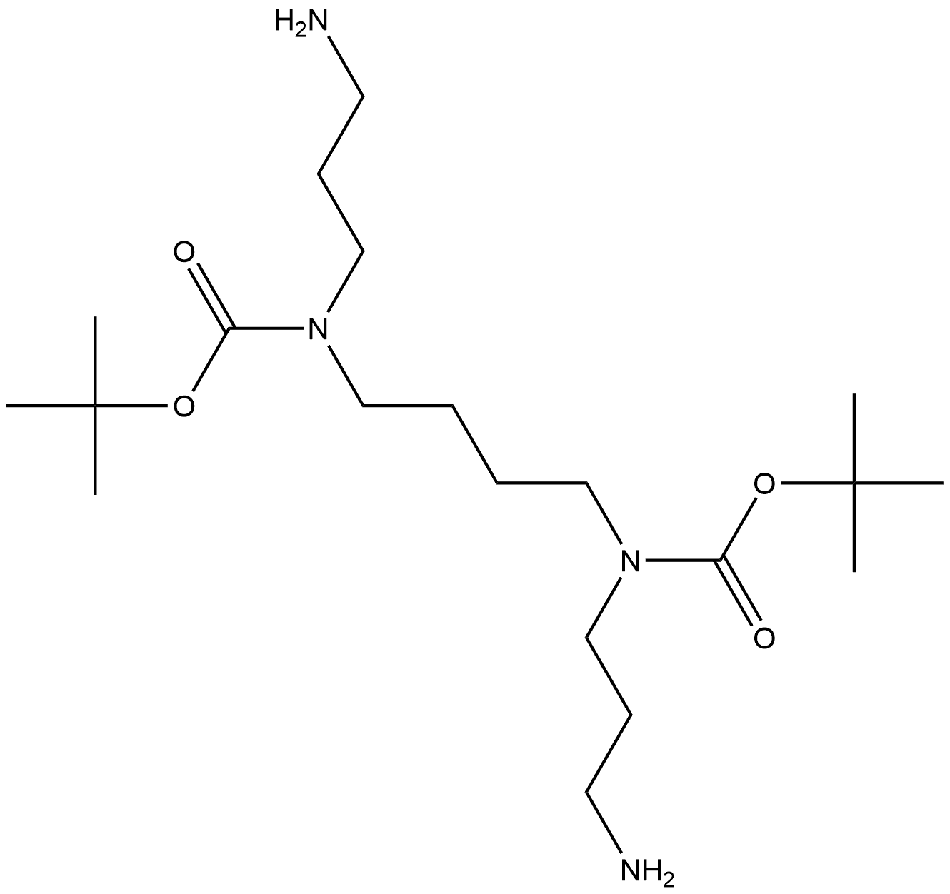 N2,N3-BIS-(TERT-BUTYLOXYCARBONYL)-1,5,10,14-TETRA-AZA-QUATRODECANE Struktur