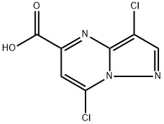 3,7-dichloropyrazolo[1,5-a]pyrimidine-5-carboxylic acid Struktur