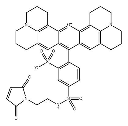 1H,5H,11H,15H-Xantheno[2,3,4-ij:5,6,7-i'j']diquinolizin-18-ium, 9-[4-[[[2-(2,5-dihydro-2,5-dioxo-1H-pyrrol-1-yl)ethyl]amino]sulfonyl]-2-sulfophenyl]-2,3,6,7,12,13,16,17-octahydro-,inner salt Struktur