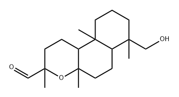 15-Nor-5β,8βH,8βH,10α-labdan-14-al, 8,13-epoxy-19-hydroxy-, (13R)-(-)- (8CI) Struktur