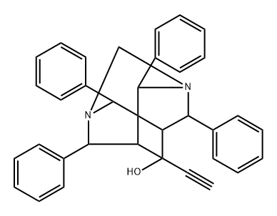 4-ethynyl-1,3,5,7-tetraphenylhexahydro-1H-2,6-methanocyclobuta[1,2-c:1,4-c']dipyrrol-4-ol Struktur