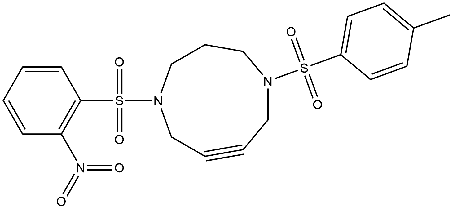 N‐o‐Nitrobenzenesulfonyl‐N'‐p‐toluenesulfonyl‐4,8‐diazacyclononyne Struktur