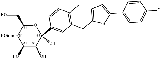 α-D-Glucopyranose, 1-C-[3-[[5-(4-fluorophenyl)-2-thienyl]methyl]-4-methylphenyl]- Struktur