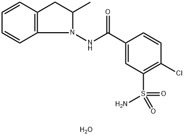 Benzamide, 3-(aminosulfonyl)-4-chloro-N-(2,3-dihydro-2-methyl-1H-indol-1-yl)-, hydrate (2:1) Struktur