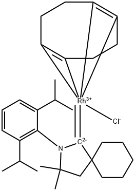 Rhodium, [2-[2,6-bis(1-methylethyl)phenyl]-3,3-dimethyl-2-azaspiro[4.5]dec-1-ylidene]chloro[(1,2,5,6-η)-1,5-cyclooctadiene]- Struktur