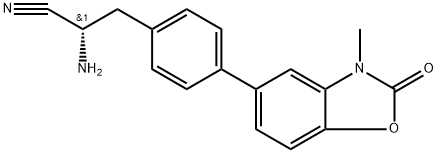 Benzenepropanenitrile, α-amino-4-(2,3-dihydro-3-methyl-2-oxo-5-benzoxazolyl)-, (αS)- Struktur