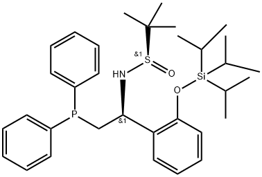 2-Propanesulfinamide, N-[(1S)-2-(diphenylphosphino)-1-[2-[[tris(1-methylethyl)silyl]oxy]phenyl]ethyl]-2-methyl-, [S(R)]- Struktur