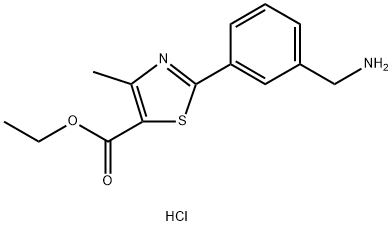 Ethyl 2-[3-(aminomethyl)phenyl]-4-methyl-1,3-thiazole-5-carboxylate hydrochloride Struktur