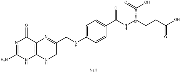 L-Glutamic acid, N-[4-[[(2-amino-3,4,7,8-tetrahydro-4-oxo-6-pteridinyl)methyl]amino]benzoyl]-, sodium salt (1:2) Struktur