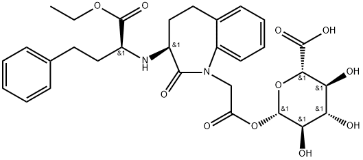 β-D-Glucopyranuronic acid, 1-[(3S)-3-[[(1S)-1-(ethoxycarbonyl)-3-phenylpropyl]amino]-2,3,4,5-tetrahydro-2-oxo-1H-1-benzazepine-1-acetate] Struktur