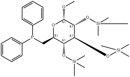 Methyl 6-deoxy-6-(diphenylphosphino)-2,3,4-tris-O-(trimethylsilyl)hexo pyranoside Struktur