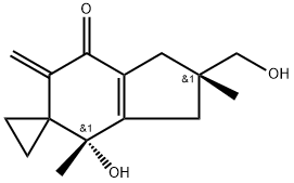 Spiro[cyclopropane-1,5'-[5H]inden]-7'(6'H)-one, 1',2',3',4'-tetrahydro-4'-hydroxy-2'-(hydroxymethyl)-2',4'-dimethyl-6'-methylene-, (2'R,4'S)-rel-(+)- Struktur