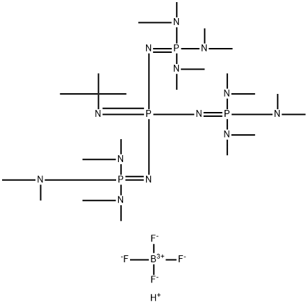 1-TERT-BUTYL-4,4,4-TRIS(DIMETHYLAMINO)-2,2-BIS[TRIS(DIMETHYLAMINO) PHOSPHORANYLIDE-NAMINO]-2LAMBDA5,4LAMBDA5-CATENADI(PHOSPHAZENIUM) BF4 Struktur