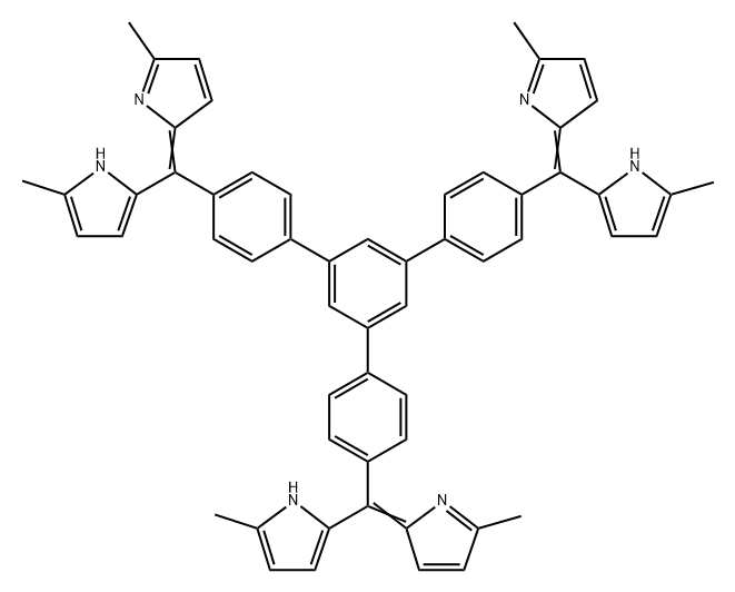 1H-Pyrrole, 2,2'-[[5'-[4-[(5-methyl-1H-pyrrol-2-yl)(5-methyl-2H-pyrrol-2-ylidene)methyl]phenyl][1,1':3',1''-terphenyl]-4,4''-diyl]bis[(5-methyl-2H-pyrrol-2-ylidene)methylene]]bis[5-methyl- Struktur