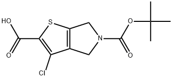 5-(tert-butoxycarbonyl)-3-chloro-5,6-dihydro-4H-thieno[2,3-c]pyrrole-2-carboxylic acid Struktur