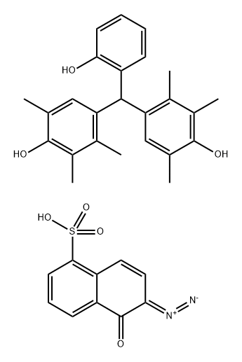 6-diazo-5,6-dihydro-5-oxo-1-naphthalene-sulfonic-acid-ester-of-4,4'-[2-hydroxyphenyl]-bis(2,3,5-trimethylphenol] Struktur