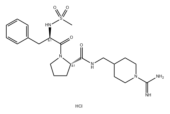 L-Prolinamide, N-(methylsulfonyl)-D-phenylalanyl-N-[[1-(aminoiminomethyl)-4-piperidinyl]methyl]-, monohydrochloride (9CI) Struktur