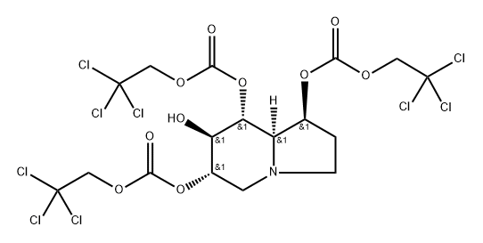 Carbonic acid, octahydro-7-hydroxy-1,6,8-indolizinetriyl tris(2,2,2-trichloroethyl) ester, 1S-(1.alpha.,6.beta.,7.alpha.,8.beta.,8a.beta.)- Struktur