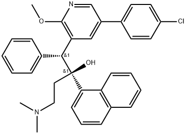 3-Pyridineethanol, 5-(4-chlorophenyl)-α-[2-(dimethylamino)ethyl]-2-methoxy-α-1-naphthalenyl-β-phenyl-, (αS,βR)- Struktur