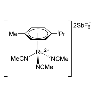 Tris(acetonitrile)(1,2,3,4,5,6-η)-1-methyl-4-(1-methylethyl)benzene Ruthenium(2+) Struktur