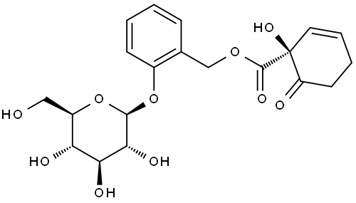 β-D-Glucopyranoside, 2-[[[[(1S)-1-hydroxy-6-oxo-2-cyclohexen-1-yl]carbonyl]oxy]methyl]phenyl Struktur