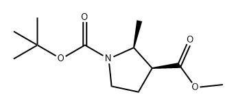 1,3-Pyrrolidinedicarboxylic acid, 2-methyl-, 1-(1,1-dimethylethyl) 3-methyl ester, (2S,3S)- Struktur