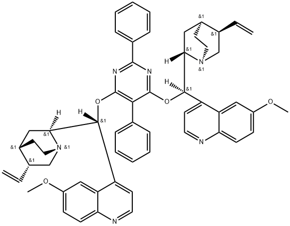 (8α,9R)-(8''α,9''R)-9,9''-[(2,5-diphenyl-4,6-pyriMidinediyl)bis(oxy)]bis[6'-Methoxy-Cinchonan Struktur